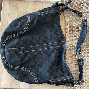 EUC Authentic Coach handbag monogram black hobo shoulder purse M05K-6279